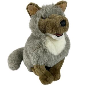 Folkmanis Coyote Hand Puppet Plush Gray Brown Howling Wild Animal Toy 15” tall